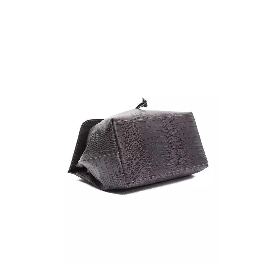 Pompei Donatella Gray Leather Women Shoulder Bag