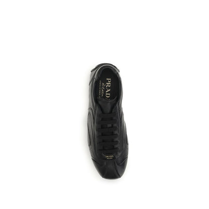 Prada Black Calf Leather Bos Taurus Low Top Sneakers