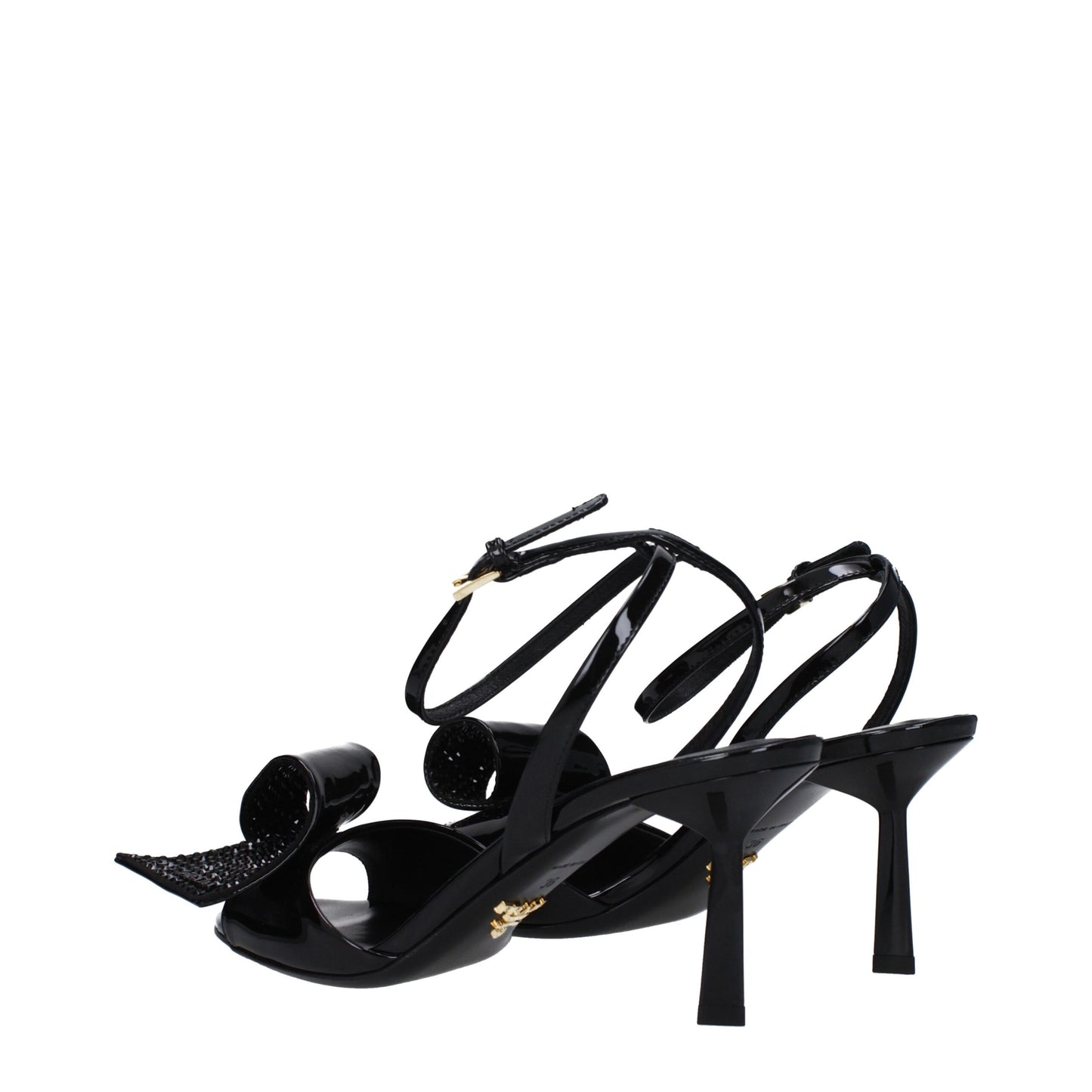 Prada Black Leather Stiletto Heels Sandals