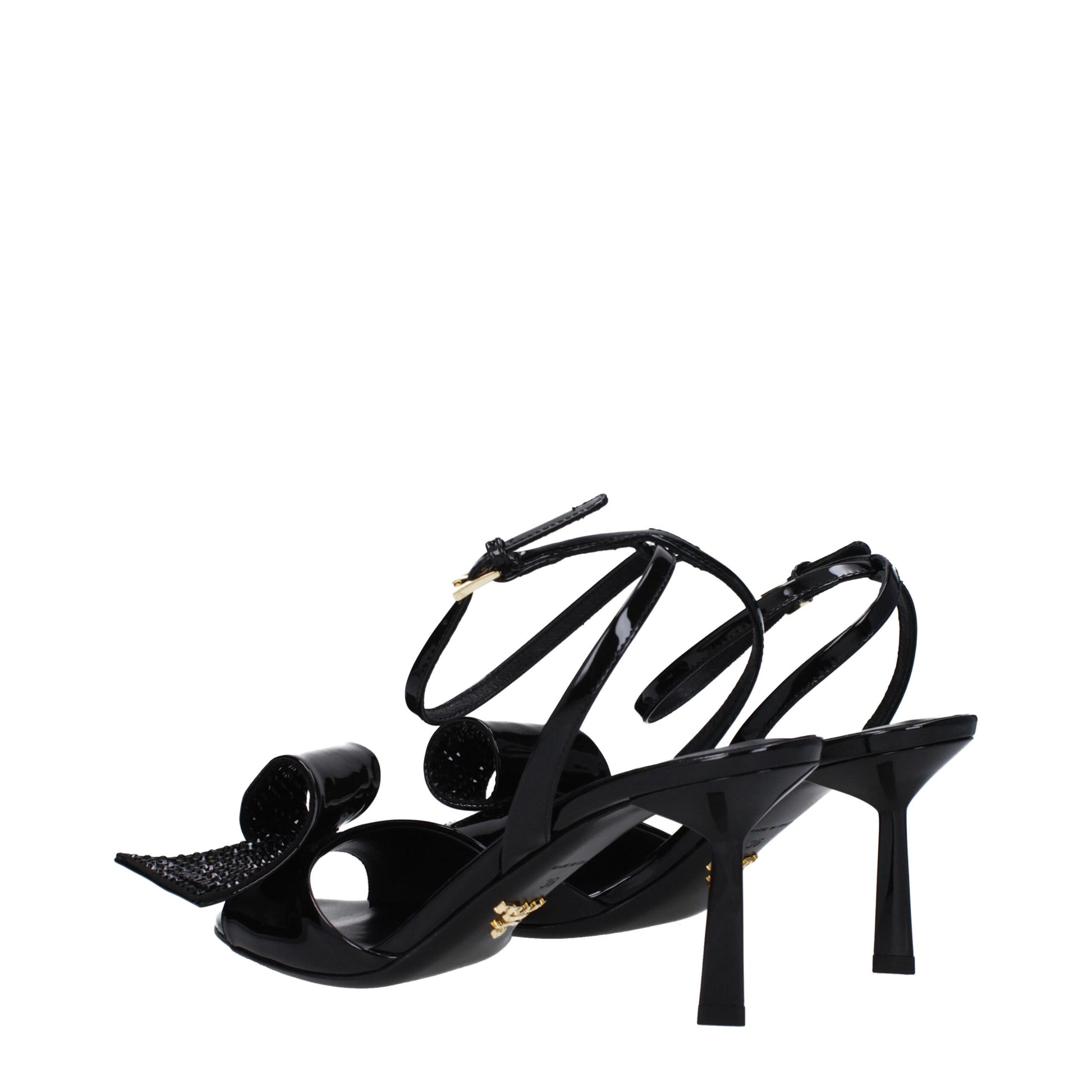 Prada Black Leather Stiletto Heels Sandals