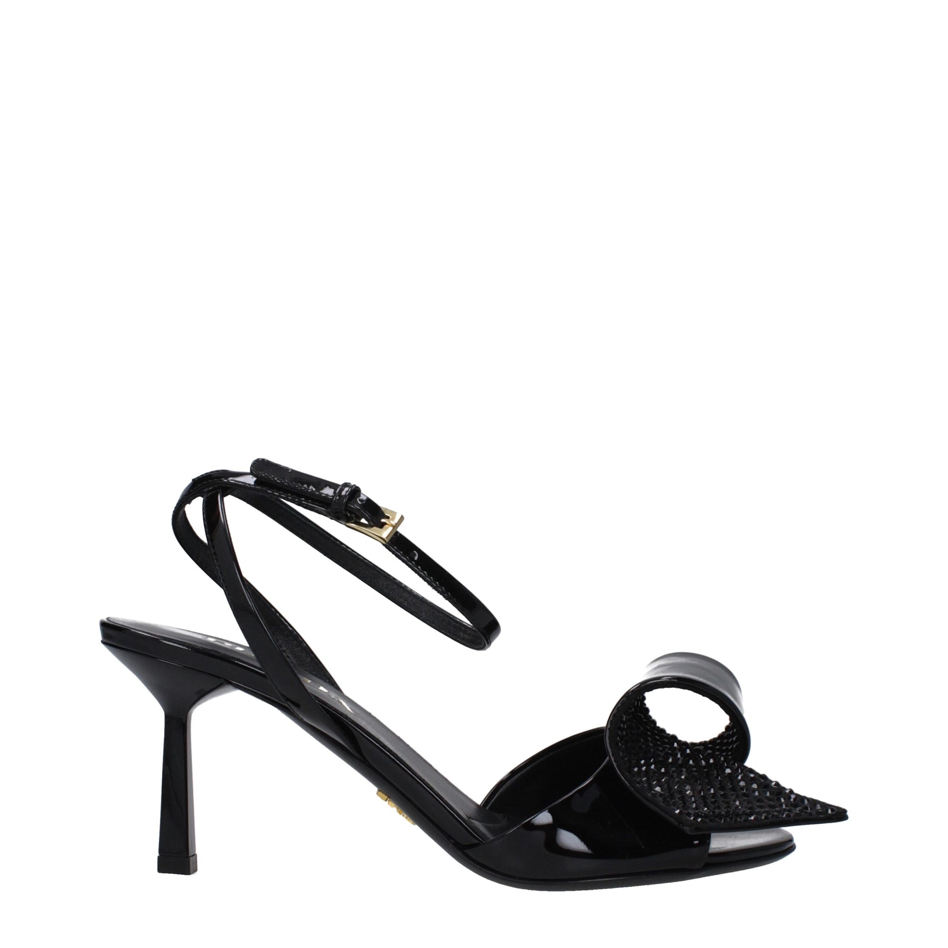 Prada Black Leather Stiletto Heels Sandals