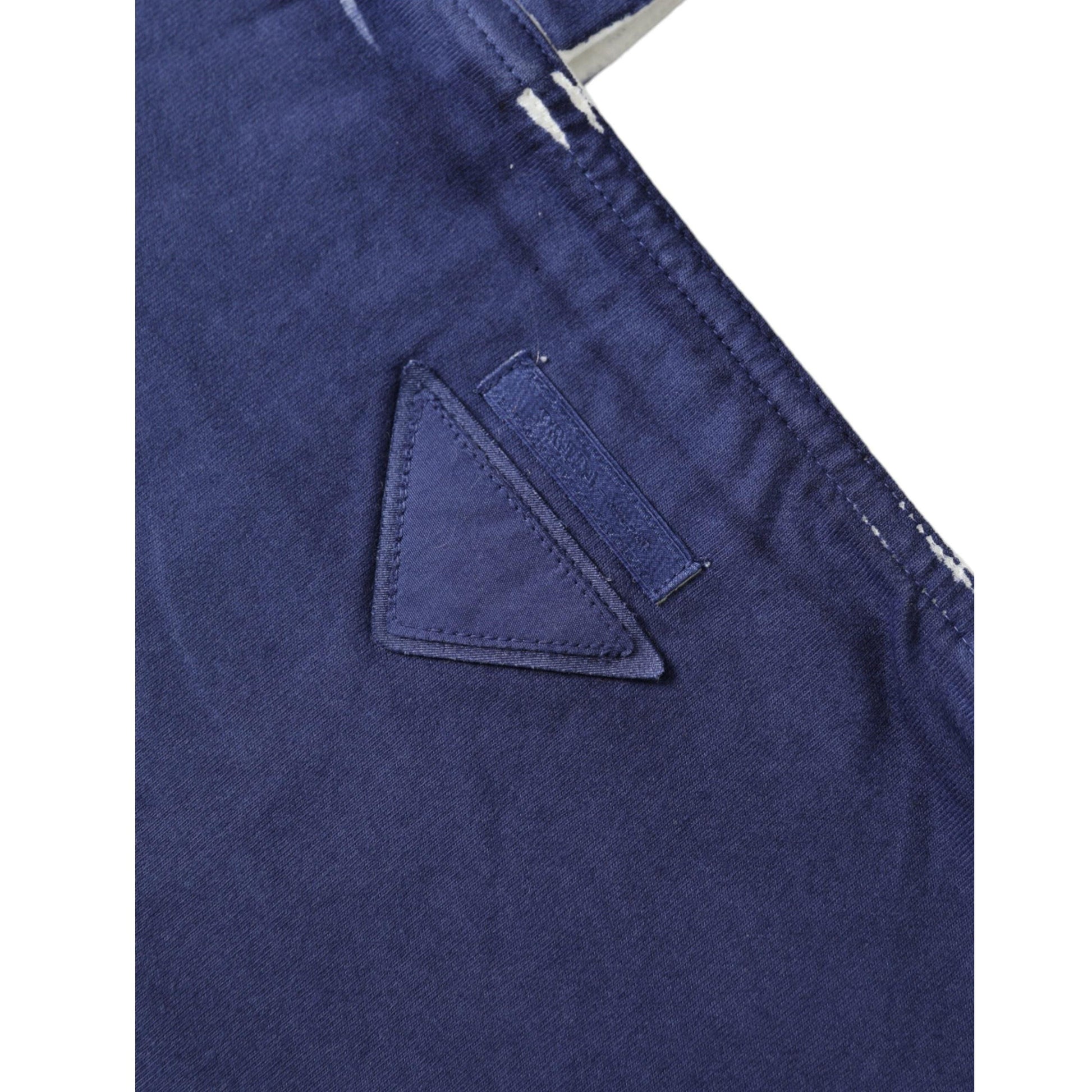 Prada Blue Jersey Fabric Logo Shoulder Shopping Tote Shopping Bag
