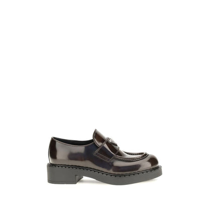 Prada Brown Calf Leather Bos Taurus Slip-On Loafers