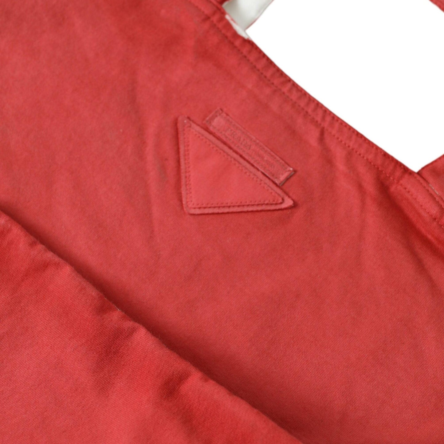 Prada Red Jersey Fabric Logo Shoulder Shopping Tote Bag
