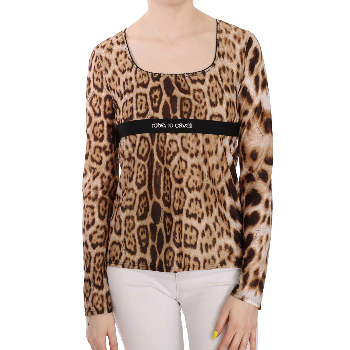 Roberto Cavalli Brown Leopard Women's Long-Sleeve Top