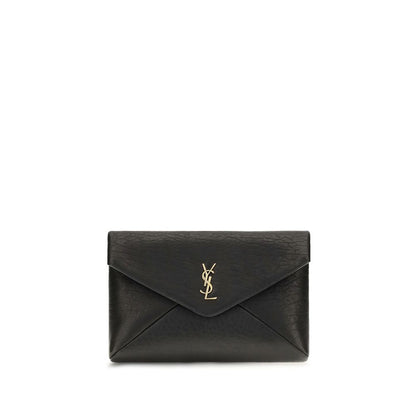 Saint Laurent Black Lamb Ovis Aries Clutch Bag