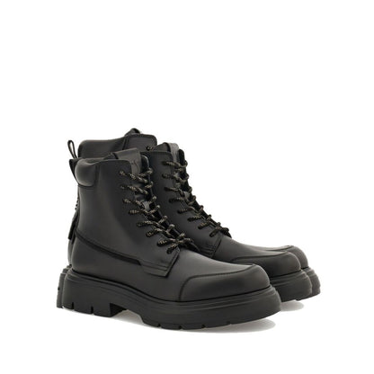 Salvatore Ferragamo Black Calfskin Lace-Up Boots