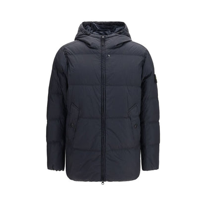 Stone Island Blue Goose Down Full-Length Jacket