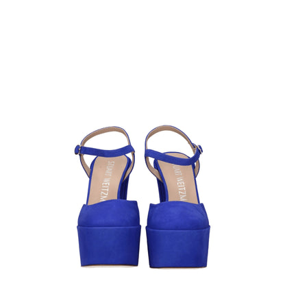 Stuart Weitzman Blue Leather Platforms