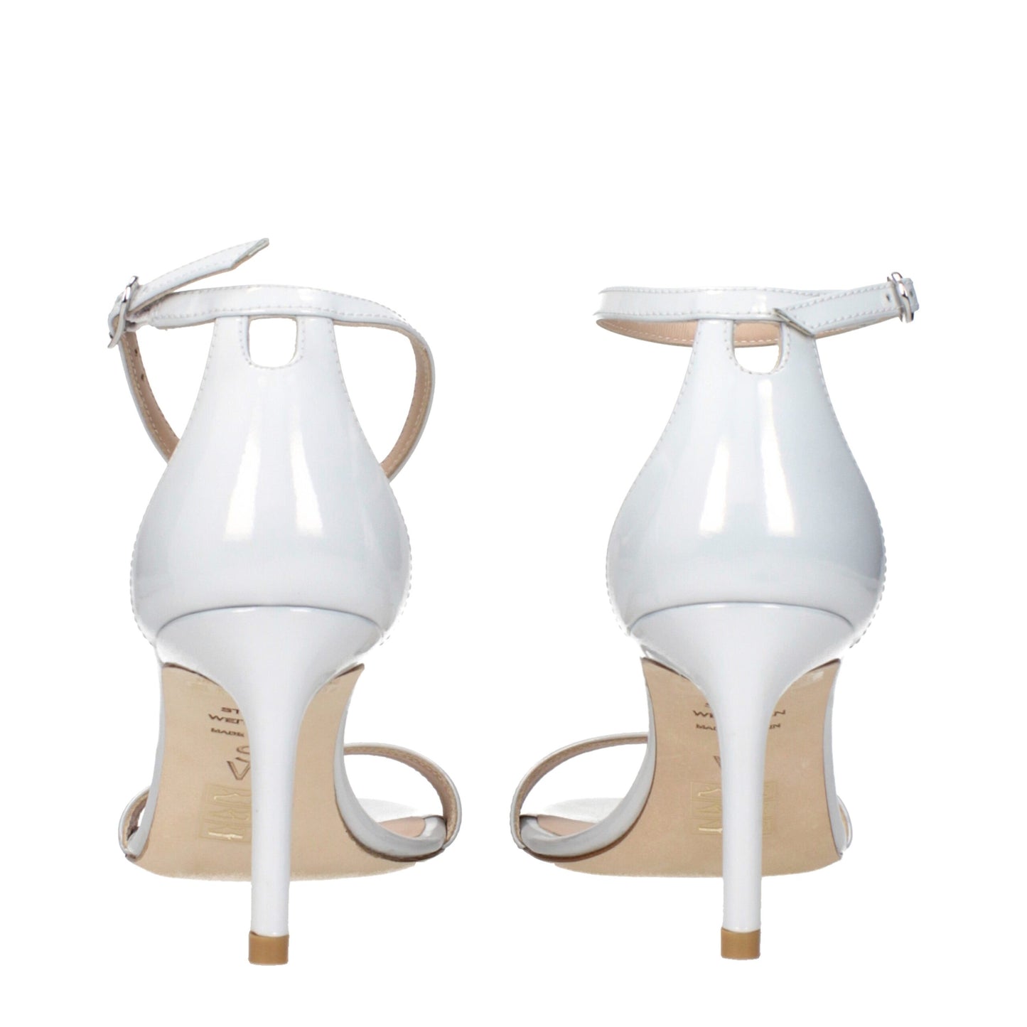 Stuart Weitzman White Leather Stiletto Heels Sandals
