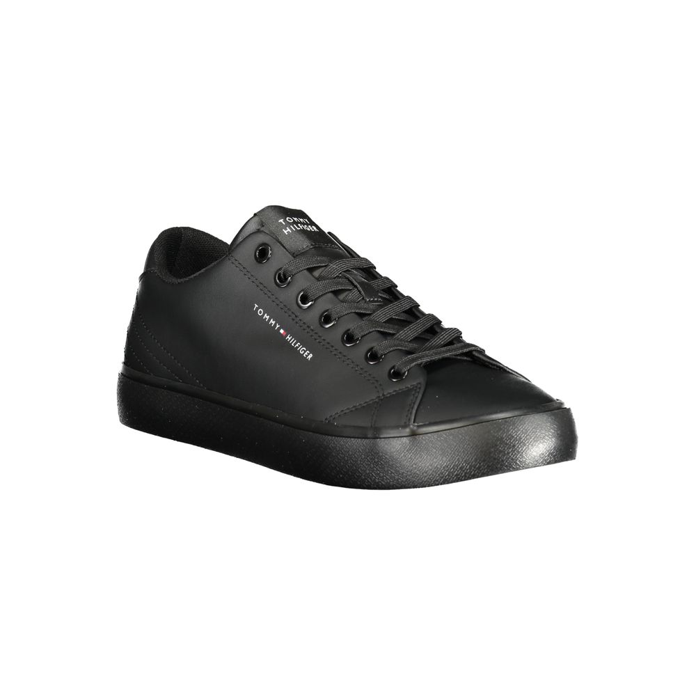 Tommy Hilfiger Black Leather Men Sneakers