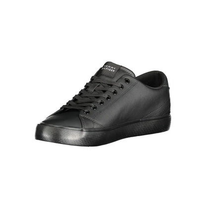 Tommy Hilfiger Black Leather Men Sneakers