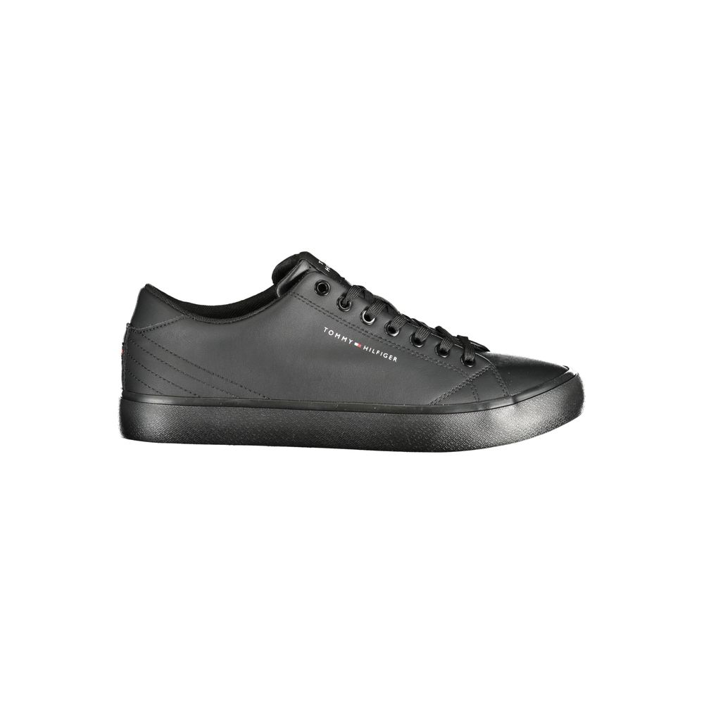 Tommy Hilfiger Black Leather Men Sneakers