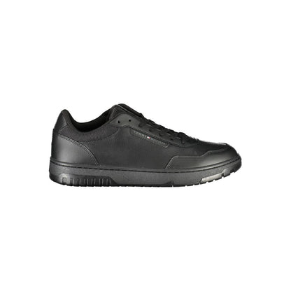 Tommy Hilfiger Black Leather Men Sneakers