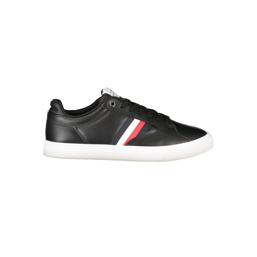 Tommy Hilfiger Black Leather Men Sneakers