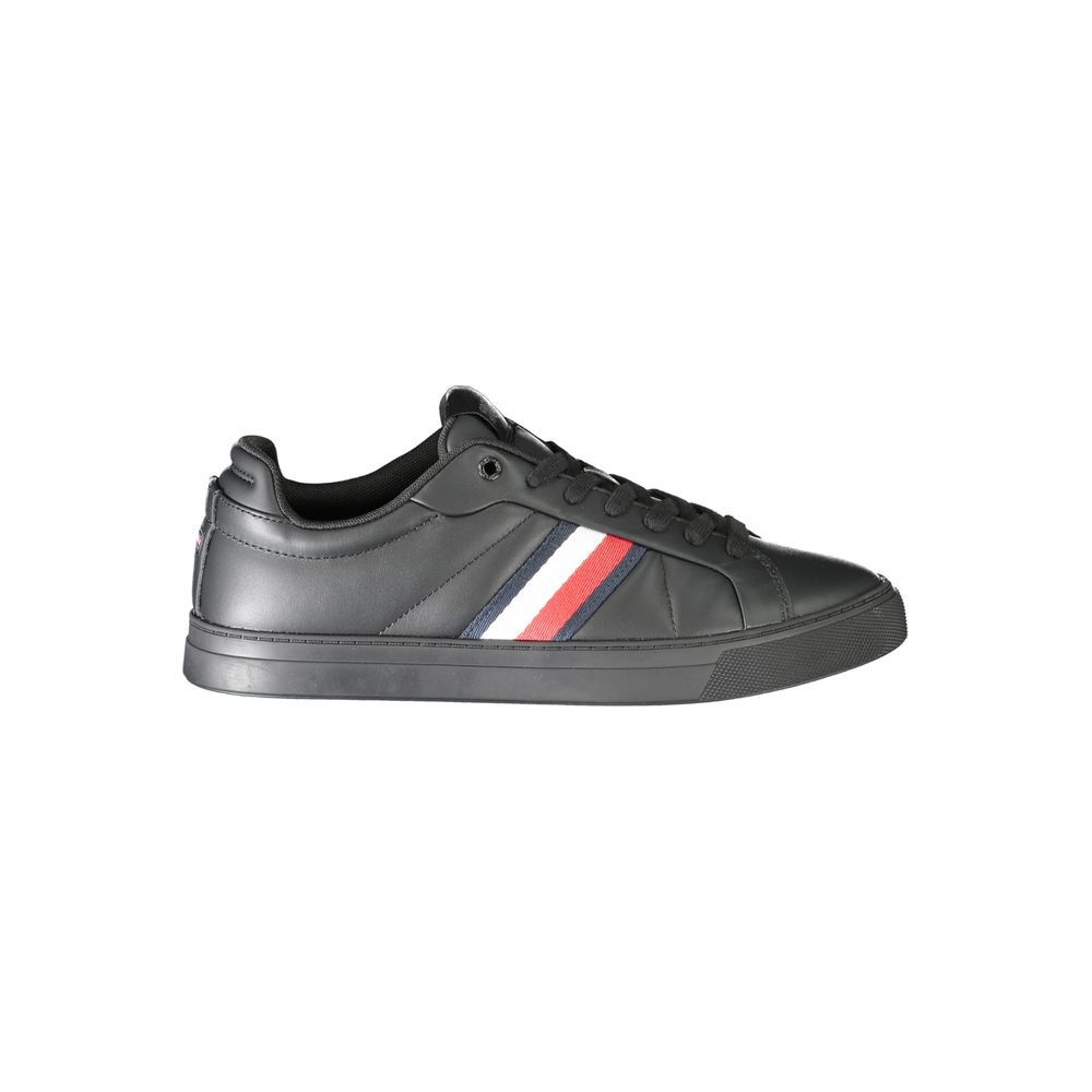 Tommy Hilfiger Black Leather Men Sneakers