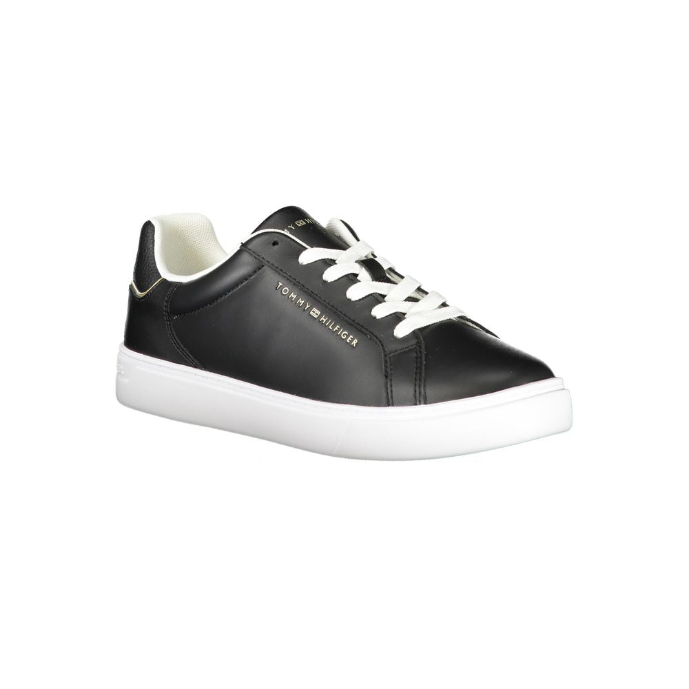 Tommy Hilfiger Black Leather Women Sneakers