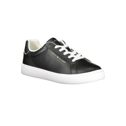 Tommy Hilfiger Black Leather Women Sneakers