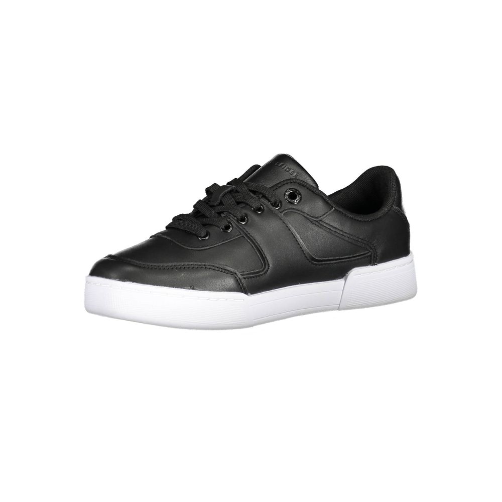 Tommy Hilfiger Black Leather Women Sneakers