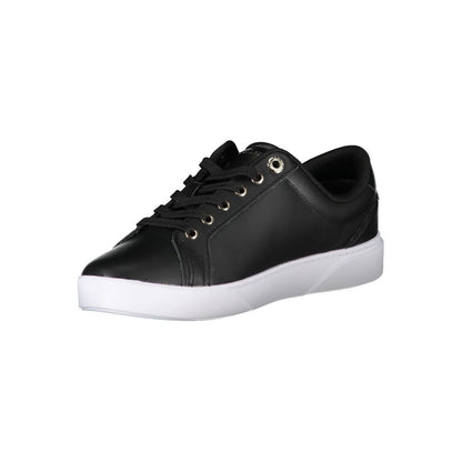 Tommy Hilfiger Black Leather Women Sneakers