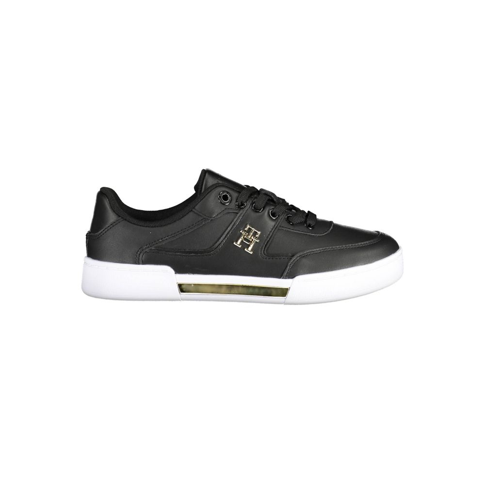 Tommy Hilfiger Black Leather Women Sneakers