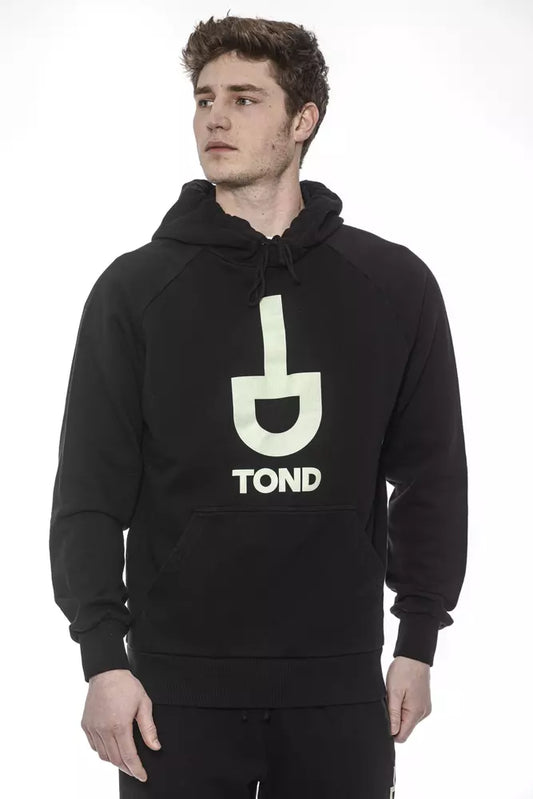 Tond Black Cotton Men Sweater with Hood