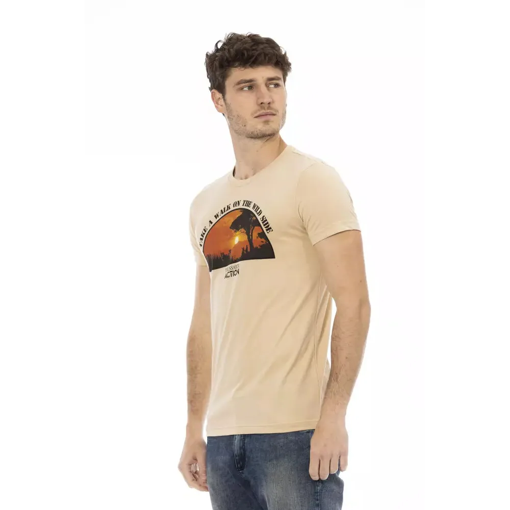 Trussardi Action Beige Cotton Men T-Shirt