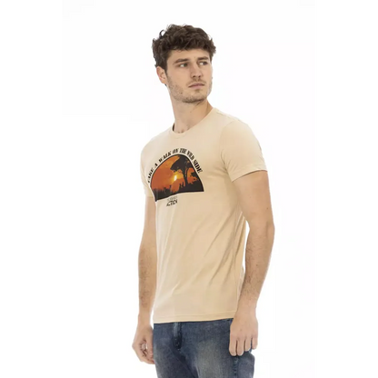 Trussardi Action Beige Cotton Men T-Shirt