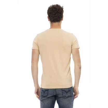 Trussardi Action Beige Cotton Men T-Shirt