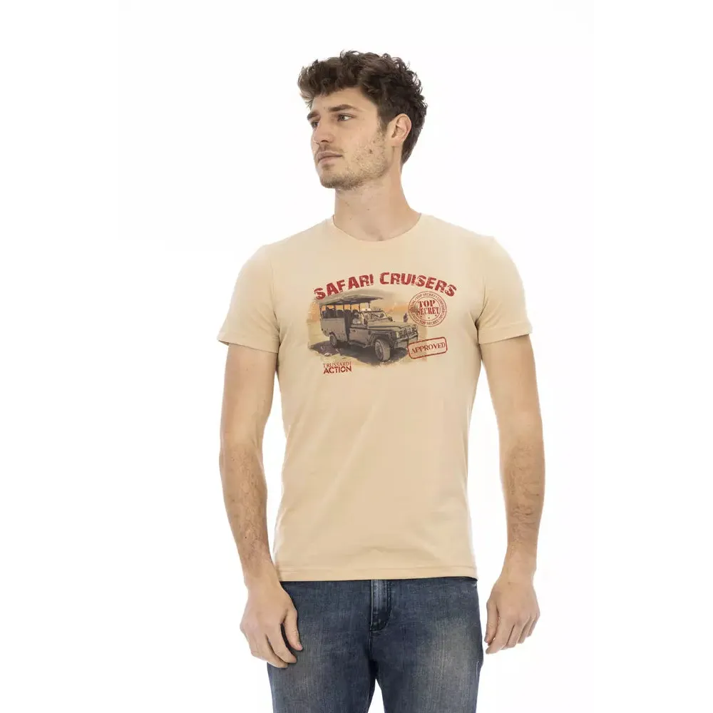 Trussardi Action Beige Cotton Men T-Shirt