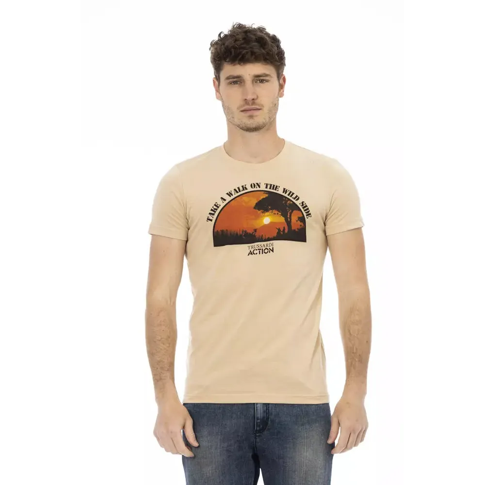 Trussardi Action Beige Cotton Men T-Shirt