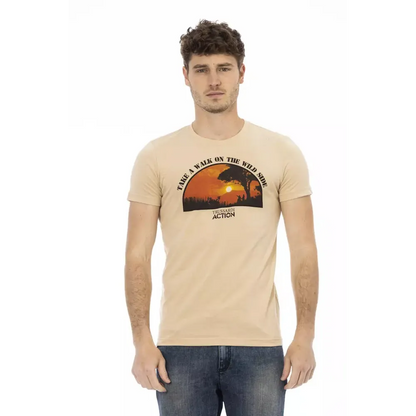 Trussardi Action Beige Cotton Men T-Shirt