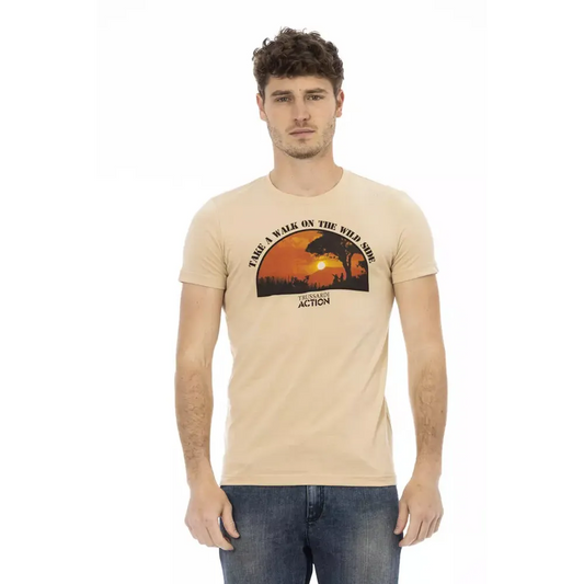 Trussardi Action Beige Cotton Men T-Shirt