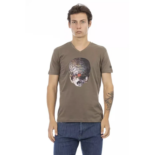 Trussardi Action Brown Cotton Men's V-Neck T-Shirt