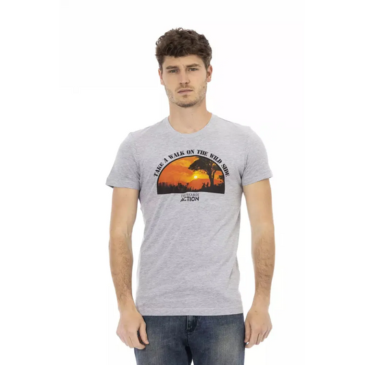 Trussardi Action Gray Cotton Men T-Shirt
