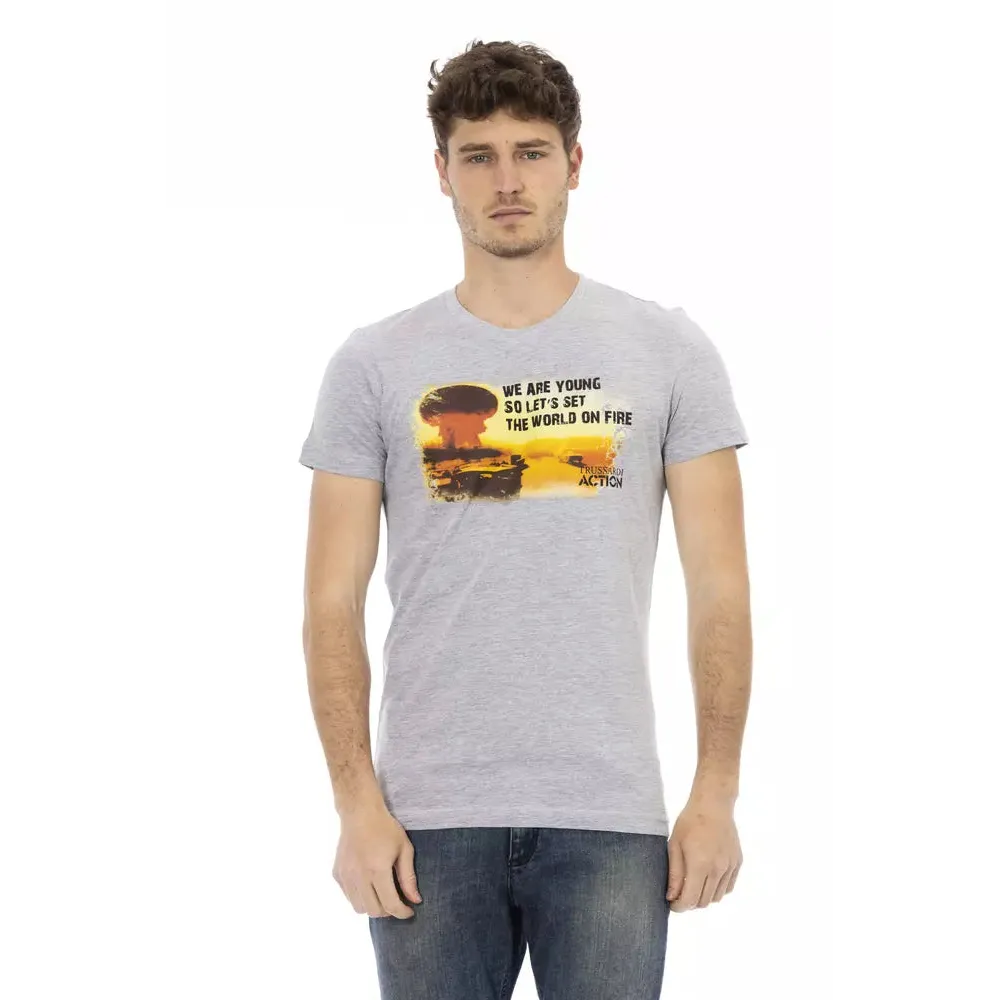 Trussardi Action Gray Cotton Men T-Shirt