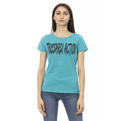 Trussardi Action Light Blue Cotton Women T-Shirt