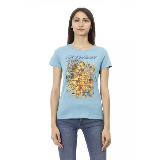 Trussardi Action Light Blue Cotton Women T-Shirt