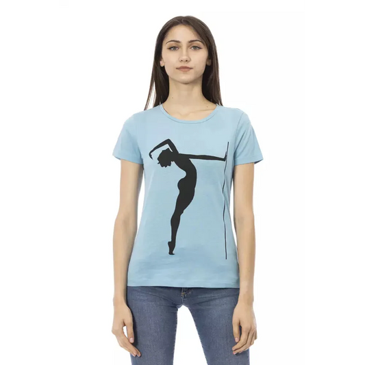 Trussardi Action Light Blue Cotton Women T-Shirt