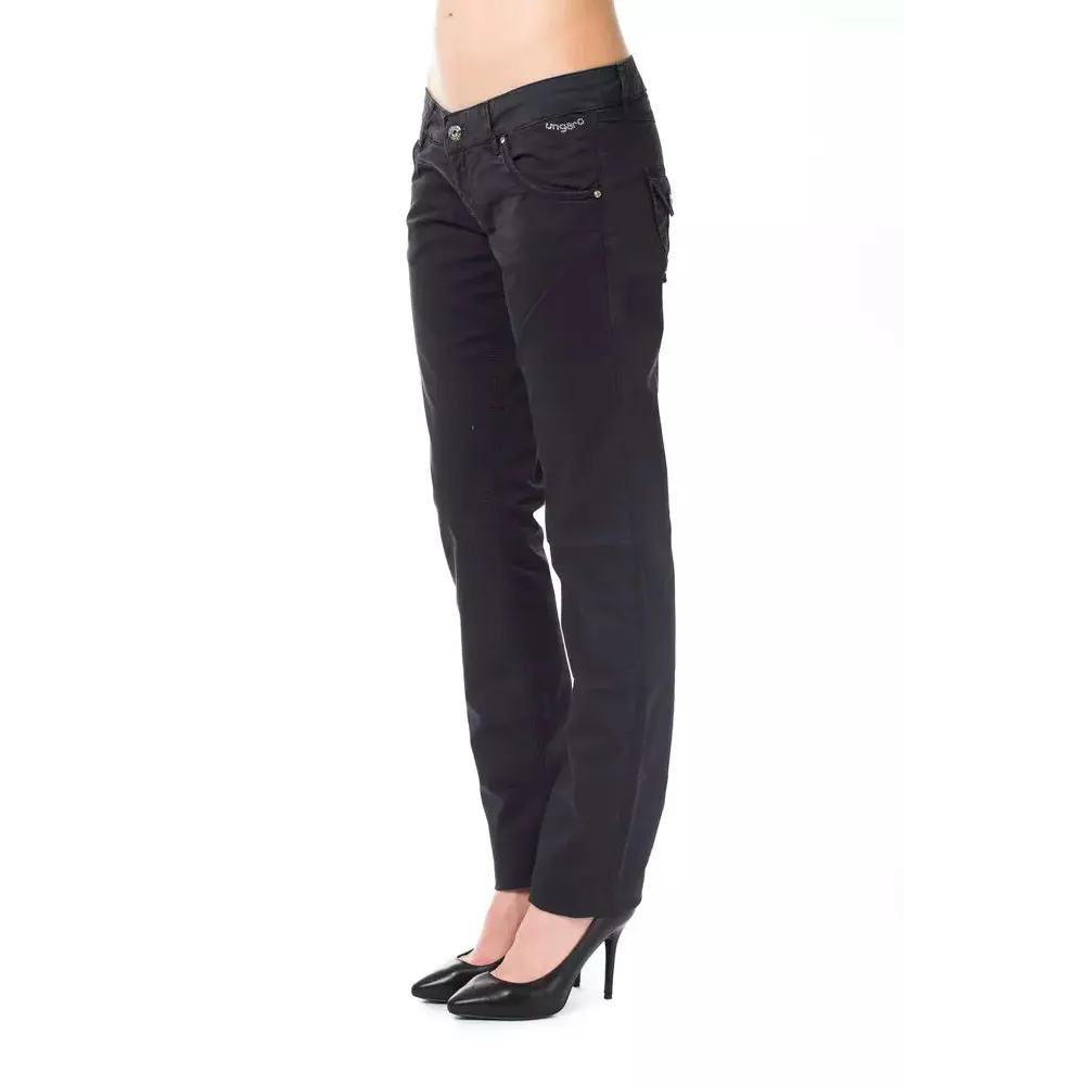 Ungaro Fever Blue Cotton Women's Regular Fit Pant