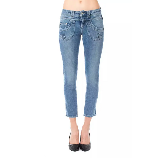 Ungaro Fever Light Blue Cotton Women Capri Jeans