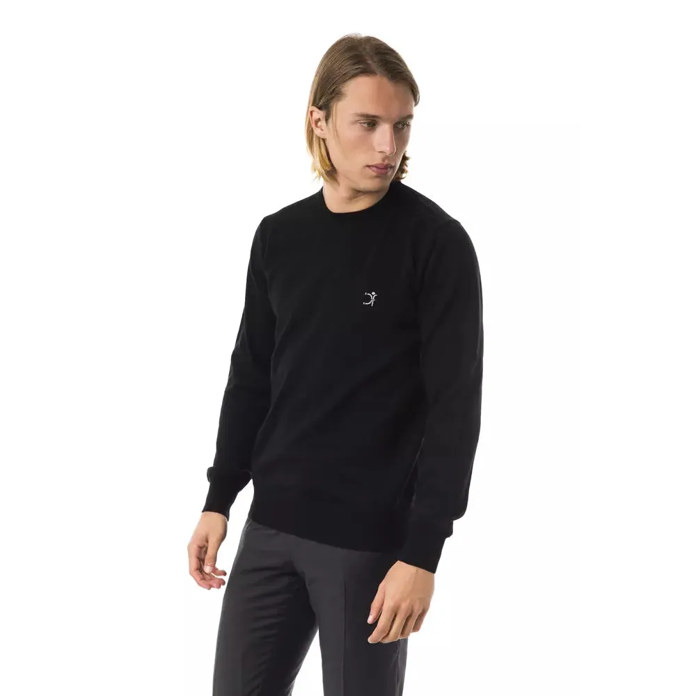 Uominitaliani Black Merino Wool Men's Sweater