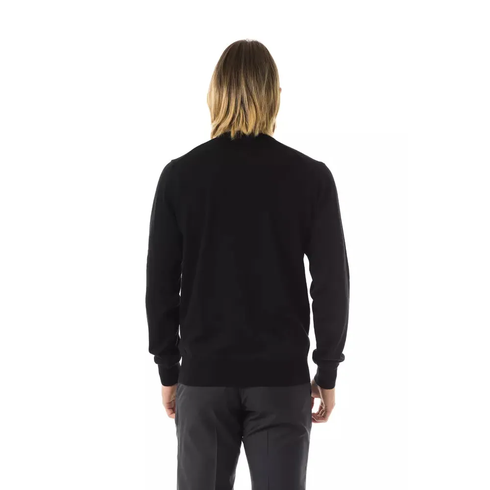 Uominitaliani Black Merino Wool Men's Sweater