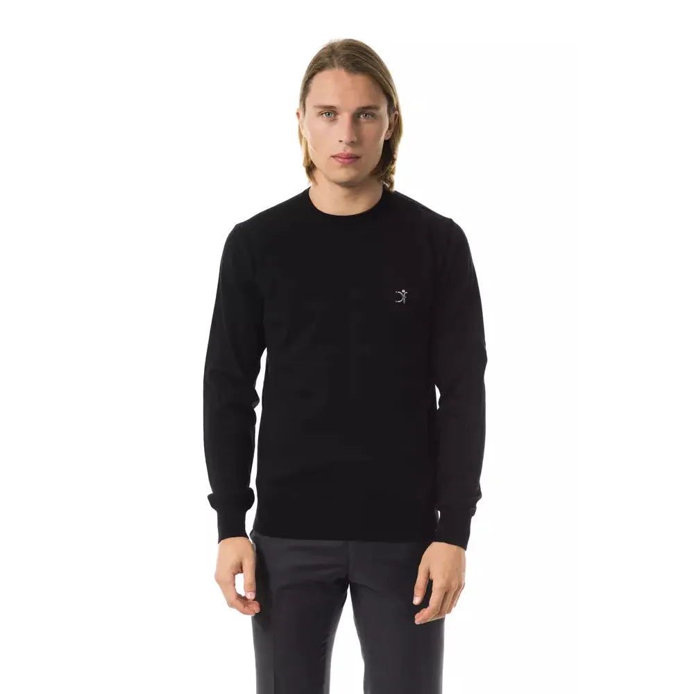Uominitaliani Black Merino Wool Men's Sweater