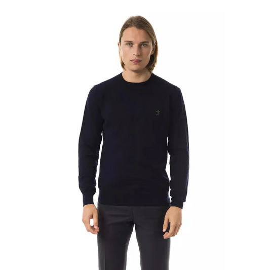 Uominitaliani Blue Merino Wool Men Sweater