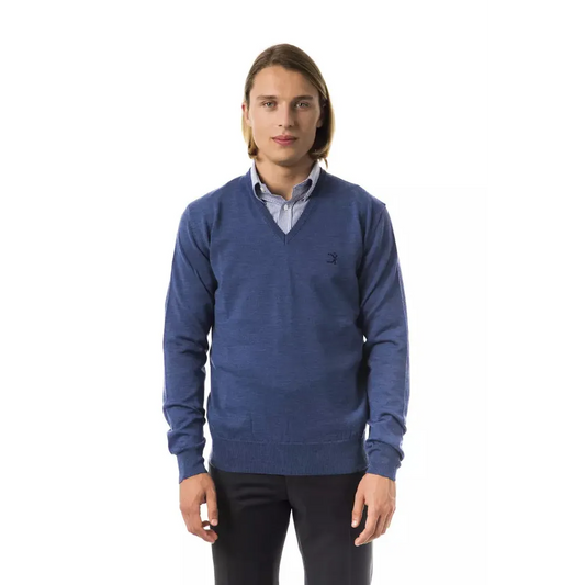 Uominitaliani Blue Merino Wool Men's Sweater