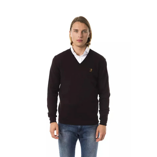 Uominitaliani Brown Merino Wool Men Sweater