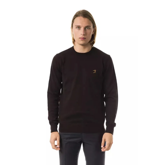 Uominitaliani Brown Merino Wool Men Sweater