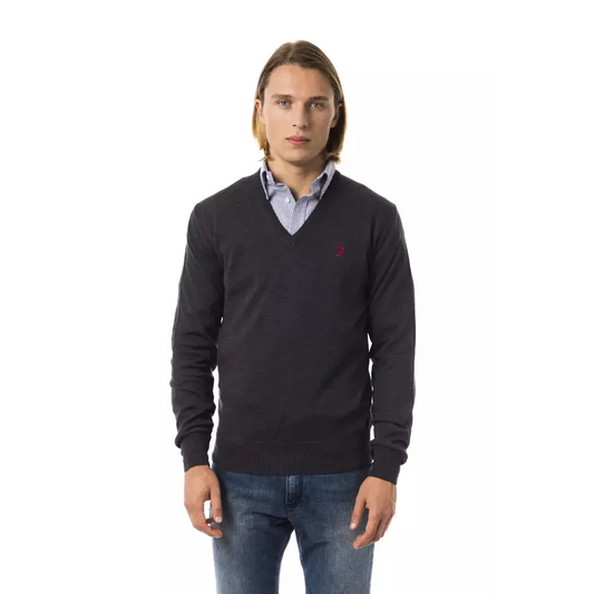 Uominitaliani Gray Merino Wool Men Sweater
