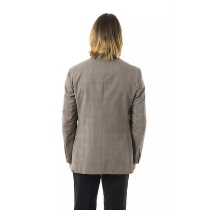 Uominitaliani Gray Wool Mens Blazer